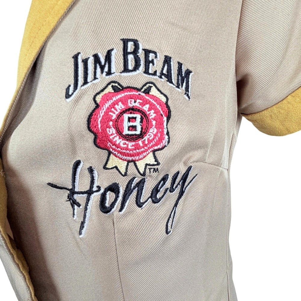 Jim Beam Honey Promo Dress Womens M Beige Yellow Retro Diner Waitress Bartender